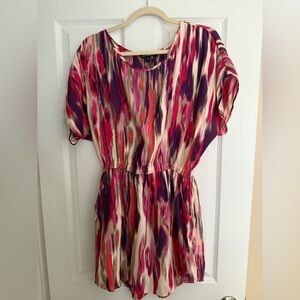 Express Women’s Purple & Pink Striped Mini Dress with Pockets, Size M